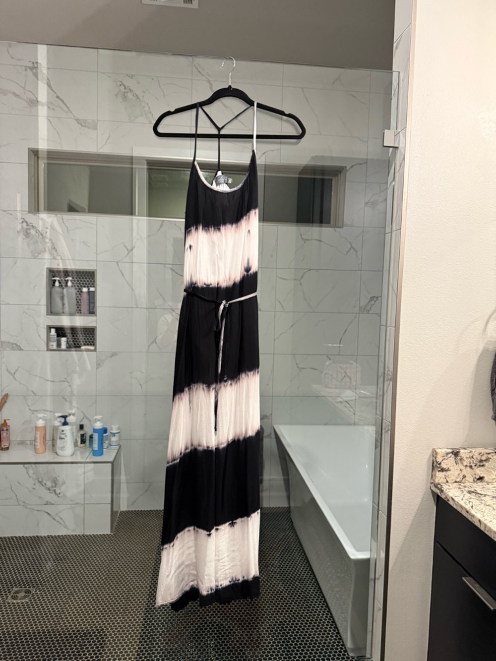Costa Blanca Black and White Strappy Maxi Dress